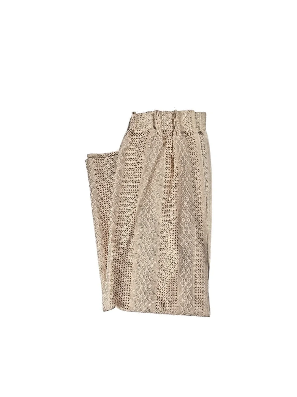 Vintage Single Pinch Pleat Drape Beige Lace Net Design 1 Curtain Panel 70 Long